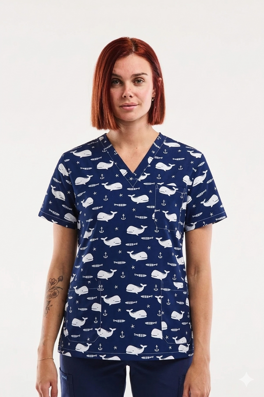 Medische tuniek met walvismotieven