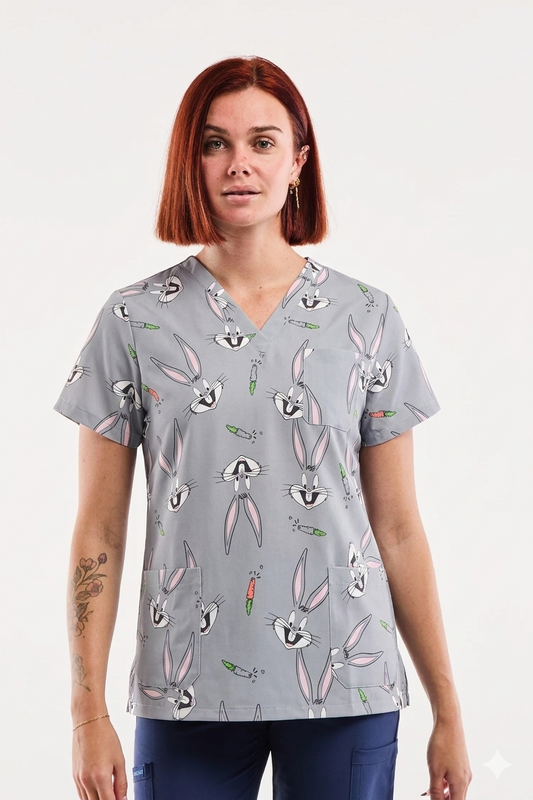 Medische tuniek met konijnenmotief
