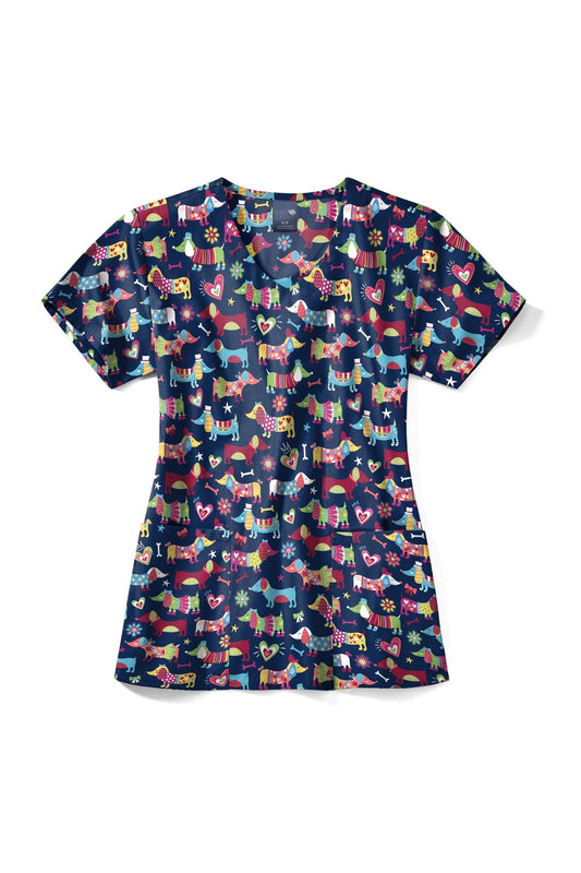 Medische blouse - Marineblauw met dierenprint