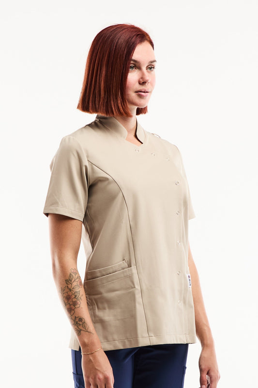 Medische damesblouse Aurelia – Stretch & ultrazacht - Zand