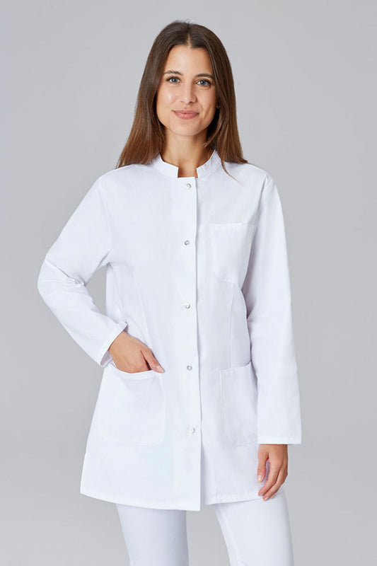 Medische damesblouse wit met lange mouwen