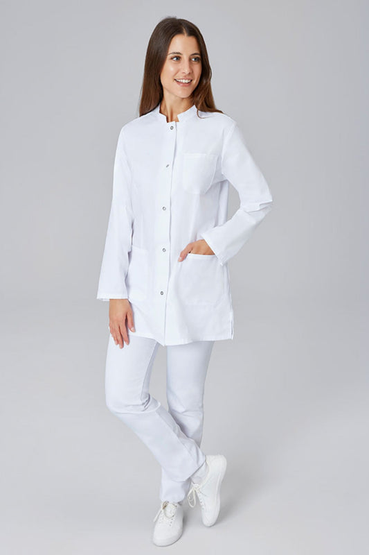 Medische damesblouse wit met lange mouwen