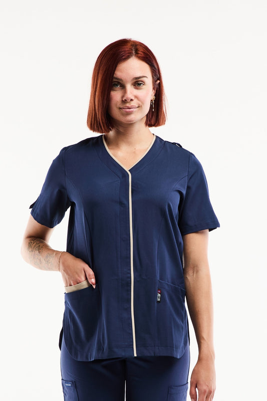 Medische damesblouse Serena – Stretch & ultrazacht - Marineblauw