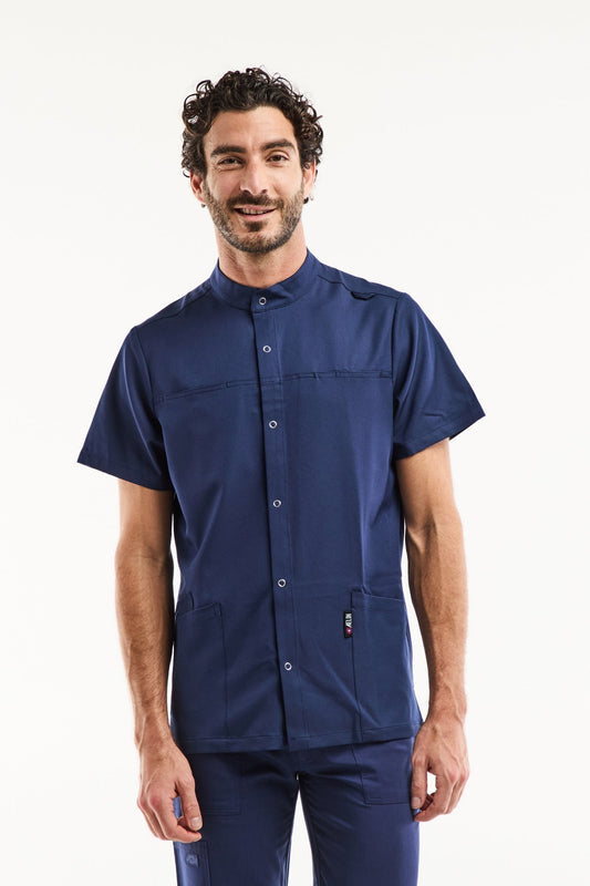 Medische herenblouse Noah – Stretch & ultrazacht - Marineblauw