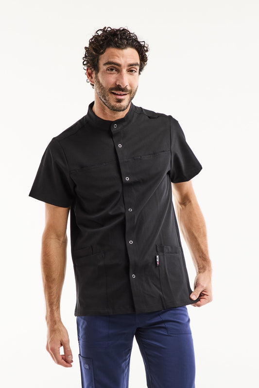 Medische herenblouse Noah – Stretch & ultrazacht - Zwart
