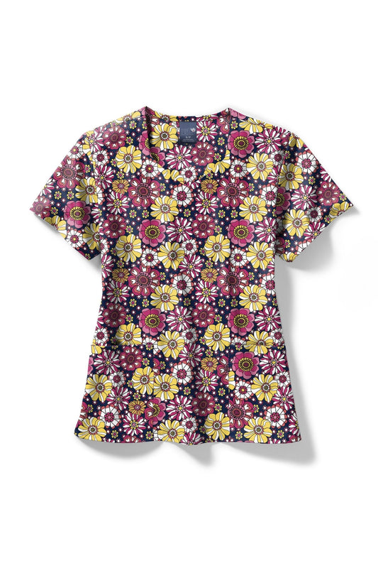 Medische blouse - Veelkleurige bloemenprint