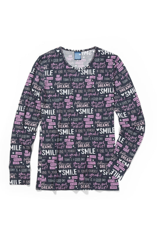 Medische blouse - Zwart met motiverende quotes