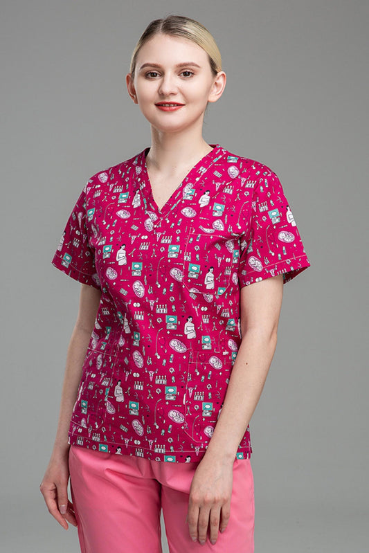 Medische blouse - Roze met medische print