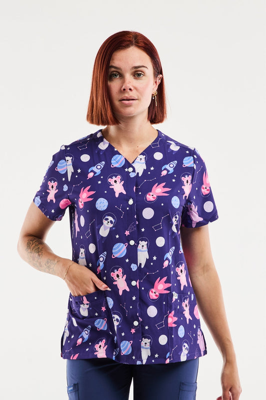 Medische stretchblouse - Dames - Ruimtedieren