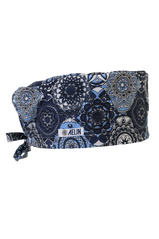 Chirurgenmuts – Marineblauw met oosterse print – Bedekkend