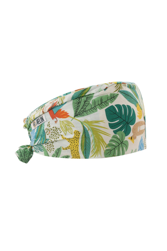 OK-muts – Wit met bladerprint – Kort haar