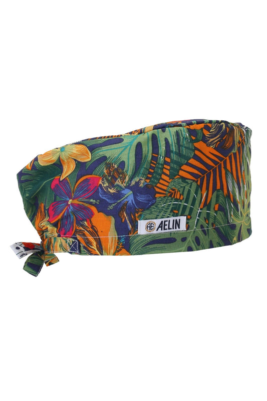 OK-muts – Marineblauw met bladeren – Bedekkend
