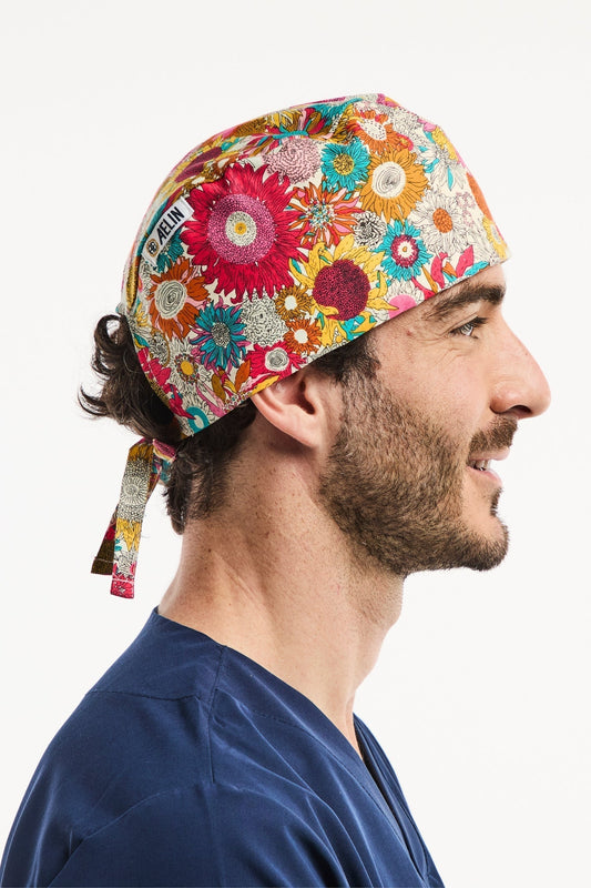 OK-muts – Veelkleurige bloemenprint – Kort haar