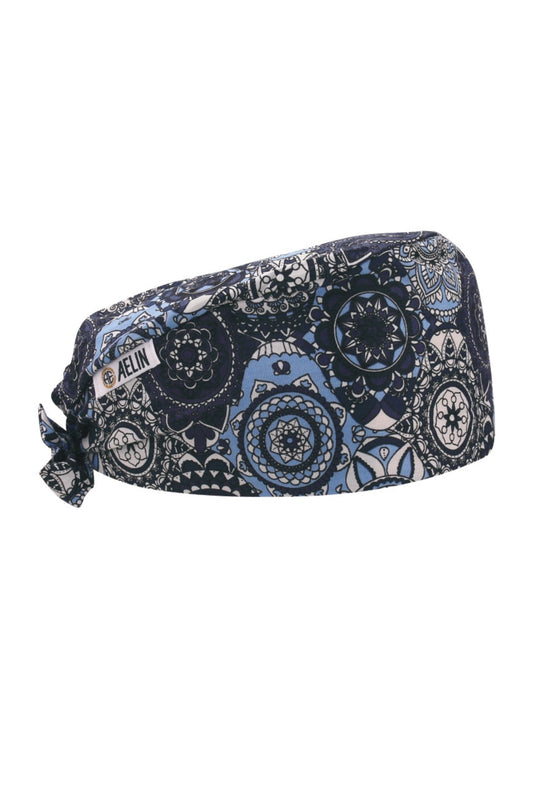 Medische muts – Marineblauw met oosterse motieven– Kort haar