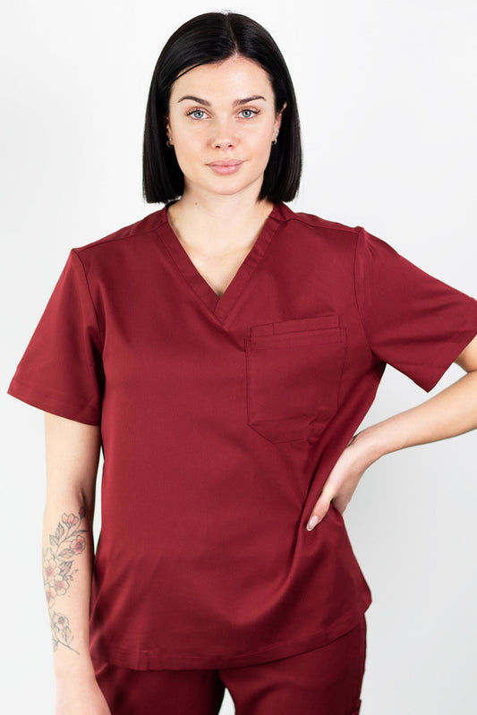 Medfit - Medische blouse - Unisex - Bordeaux