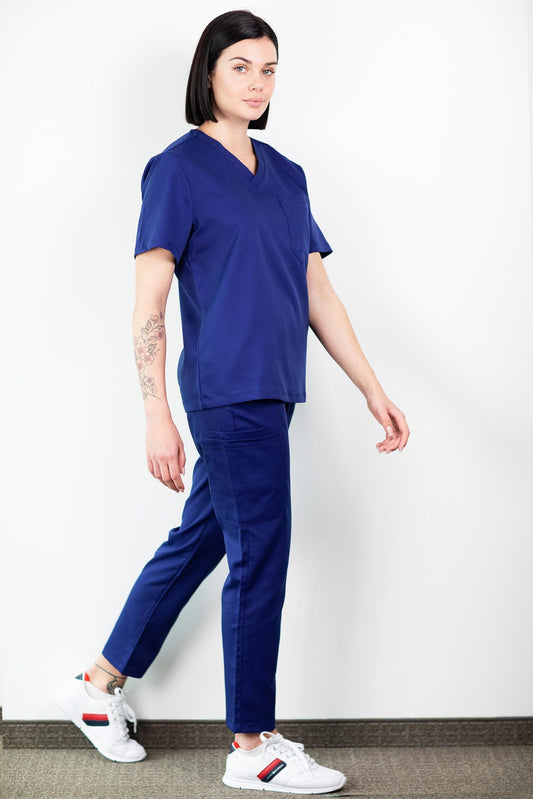 Medfit - Medische set blouse en broek - Unisex - Ultramarijnblauw
