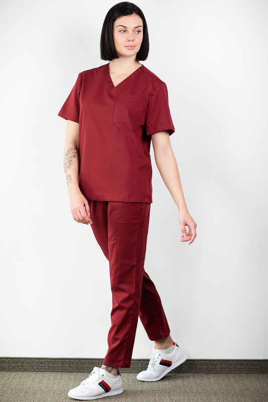 Medfit - Medische set blouse en broek - Unisex - Bordeaux