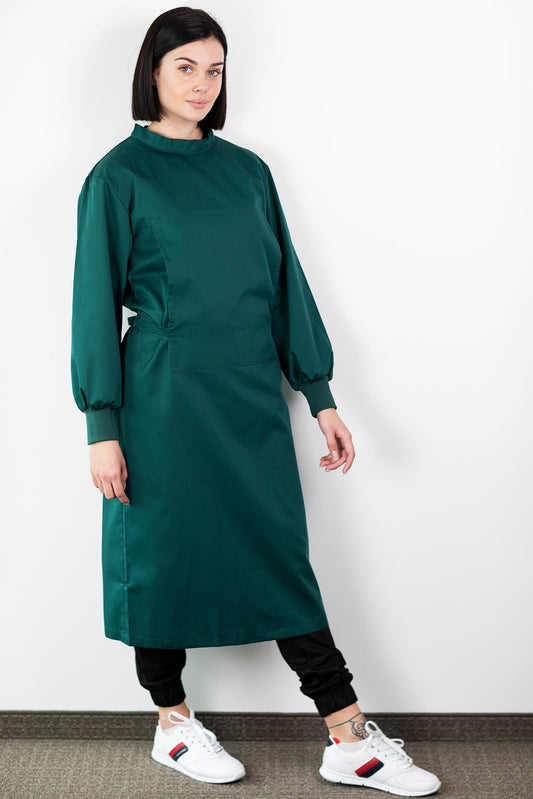 Wasbare stoffen overschort - Unisex - Groen