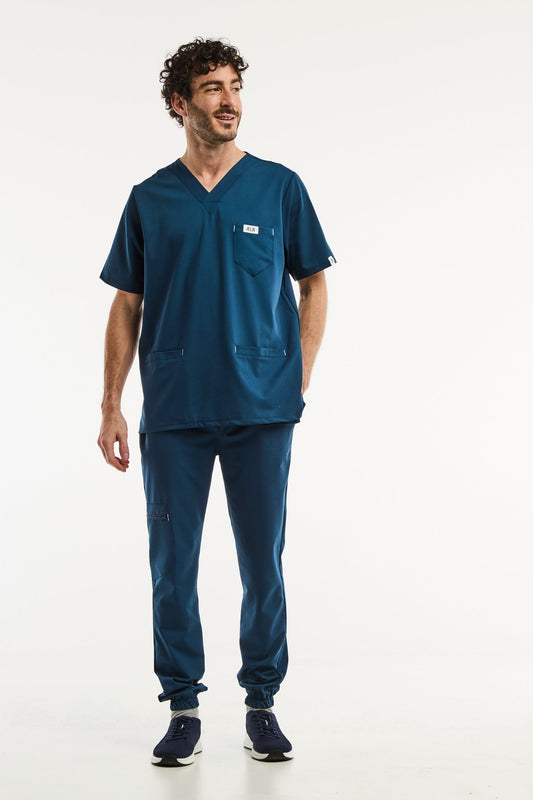 Medische set voor heren - Turquoiseblauw, Slimfit