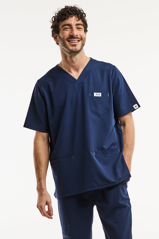 Medische tuniek - Marineblauw, Slimfit - Heren