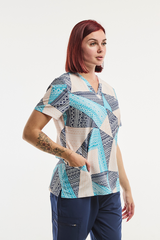 Medische stretchtuniek - Dames - Elegante geometrie