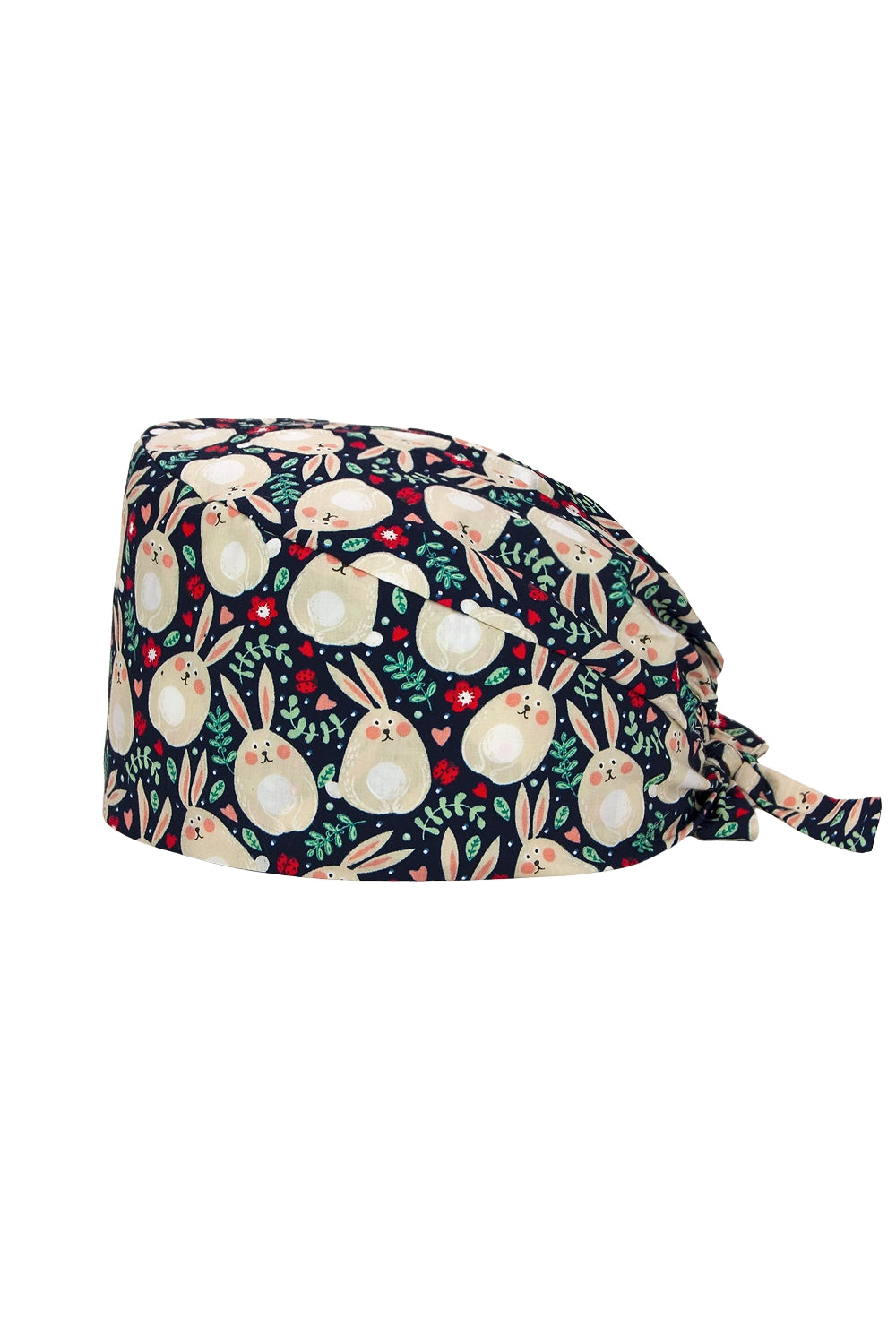 Calot de bloc tissu à motifs – Bleu marine à motif Lapins et Fleurs