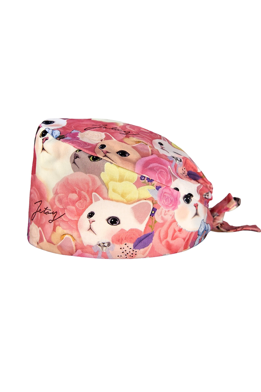 Calot de bloc tissu – `Rose à motifs chats