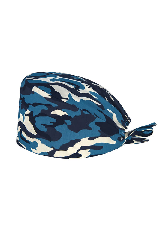 Calot de bloc tissu à motifs – Bleu à motif Camouflage