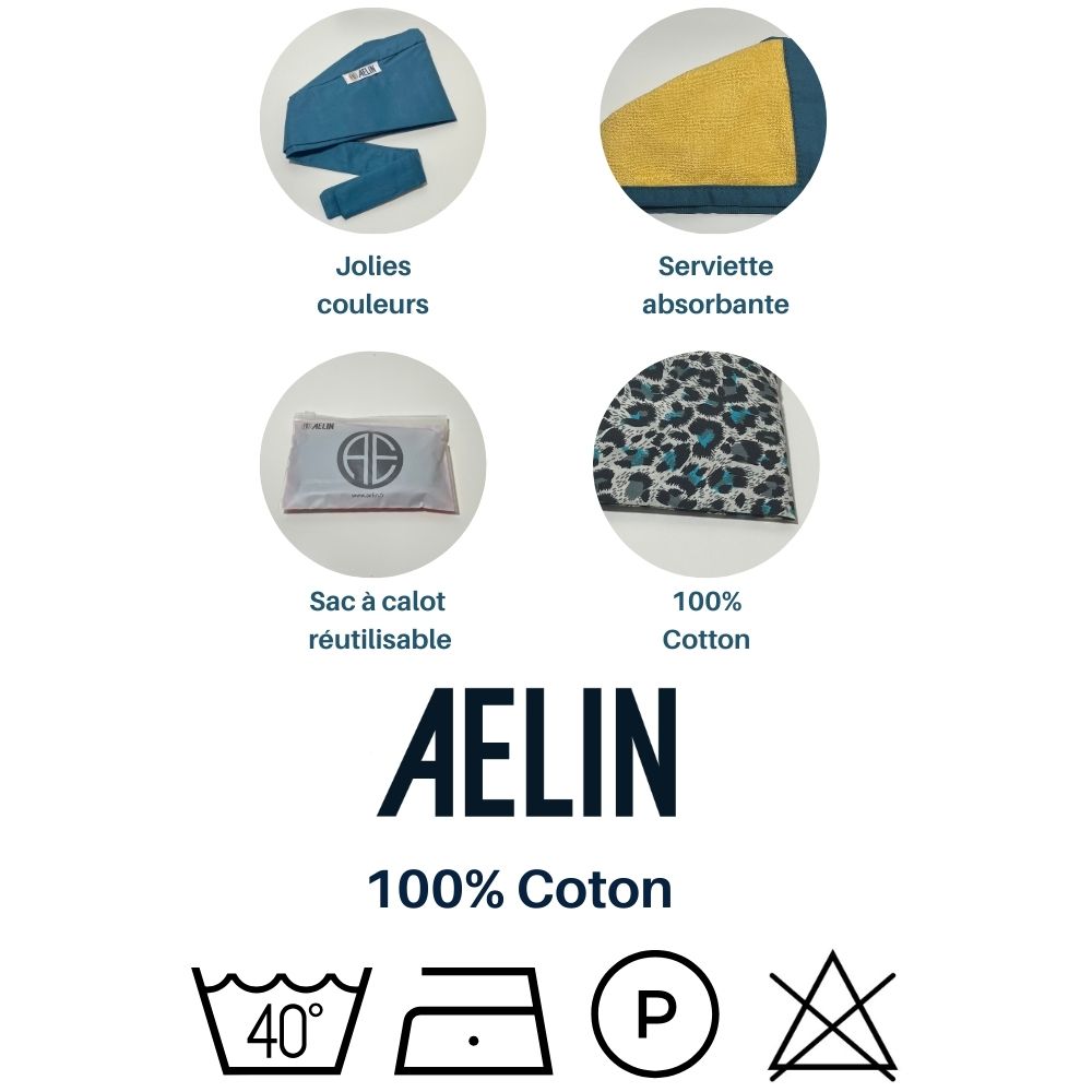 Calot chirurgien – Bleu marine imprimé feuilles – Cheveux courts