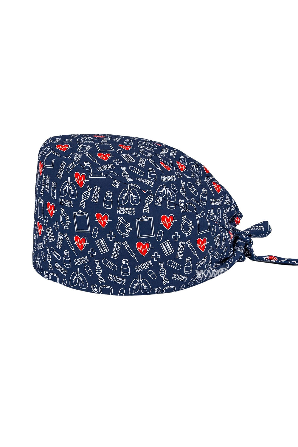 Calot de bloc tissu à motifs – Bleu marine à motifs médicaux "Healthcare Heroes"