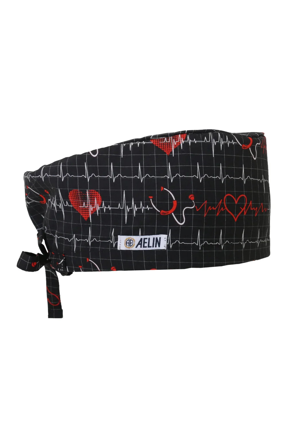 Calot chirurgical – Noir imprimé stéthoscope – Couvrant