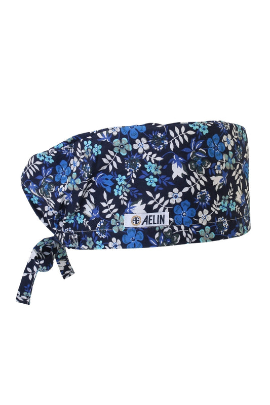Chirurgenmuts – Marineblauw met bloemenprint – Bedekkend