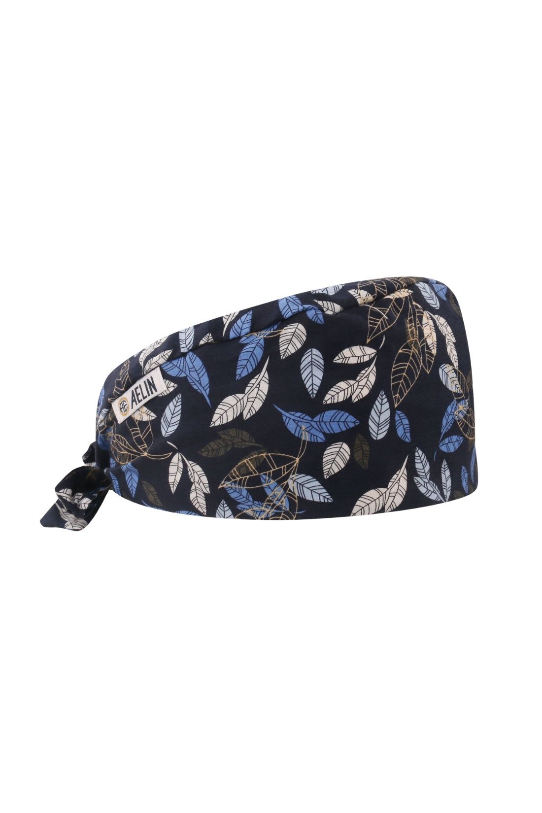 Calot de bloc – Bleu marine imprimé feuilles – Cheveux courts