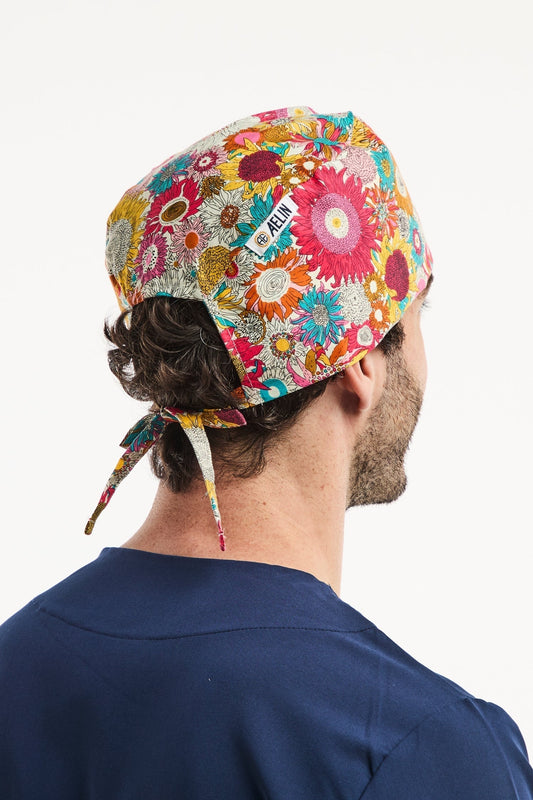 Calot de bloc – Multi-couleurs imprimé floral – Cheveux courts