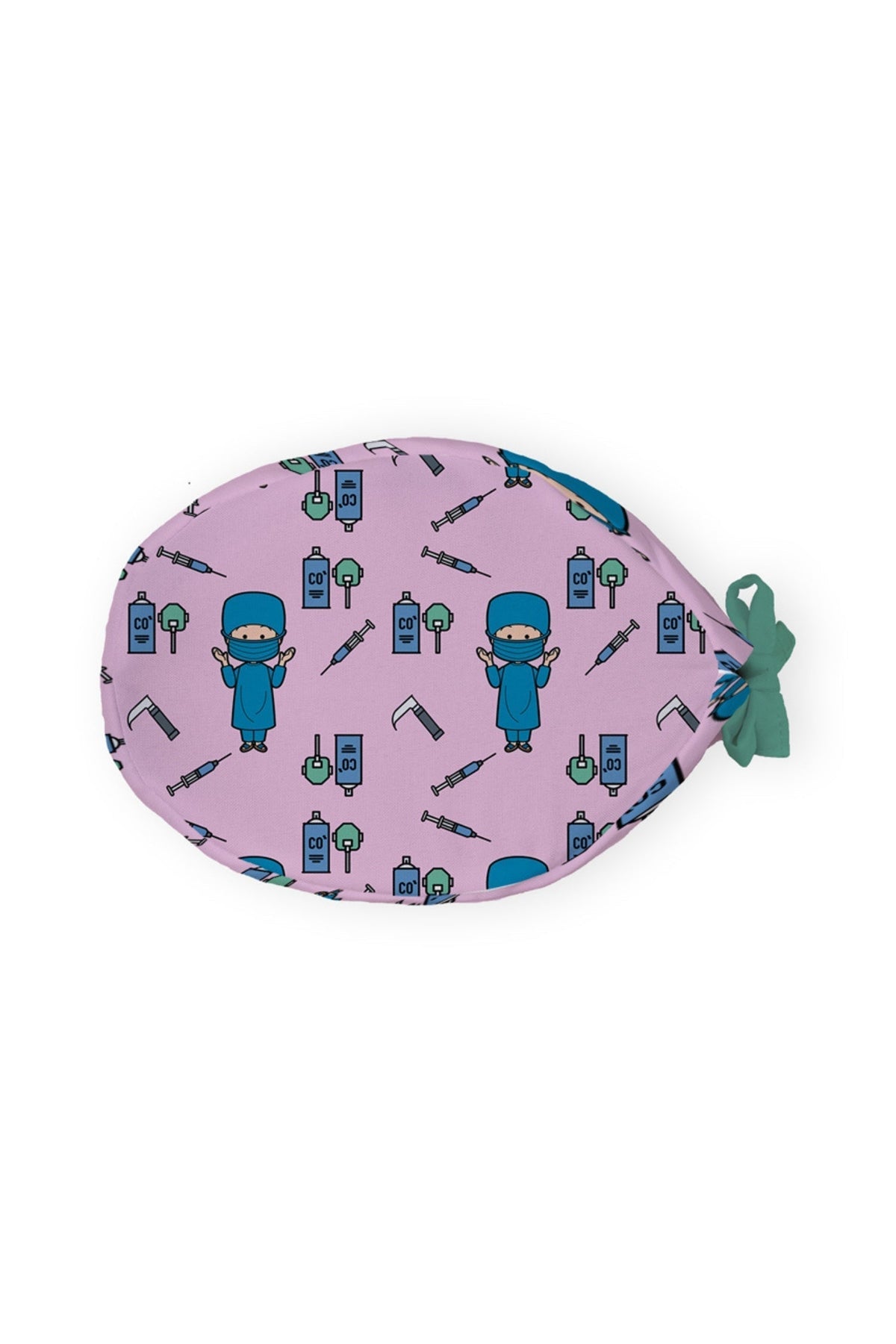 Ovale roze portemonnee met ninjamotieven, perfect bij de roze OK-muts Grey’s Anatomy