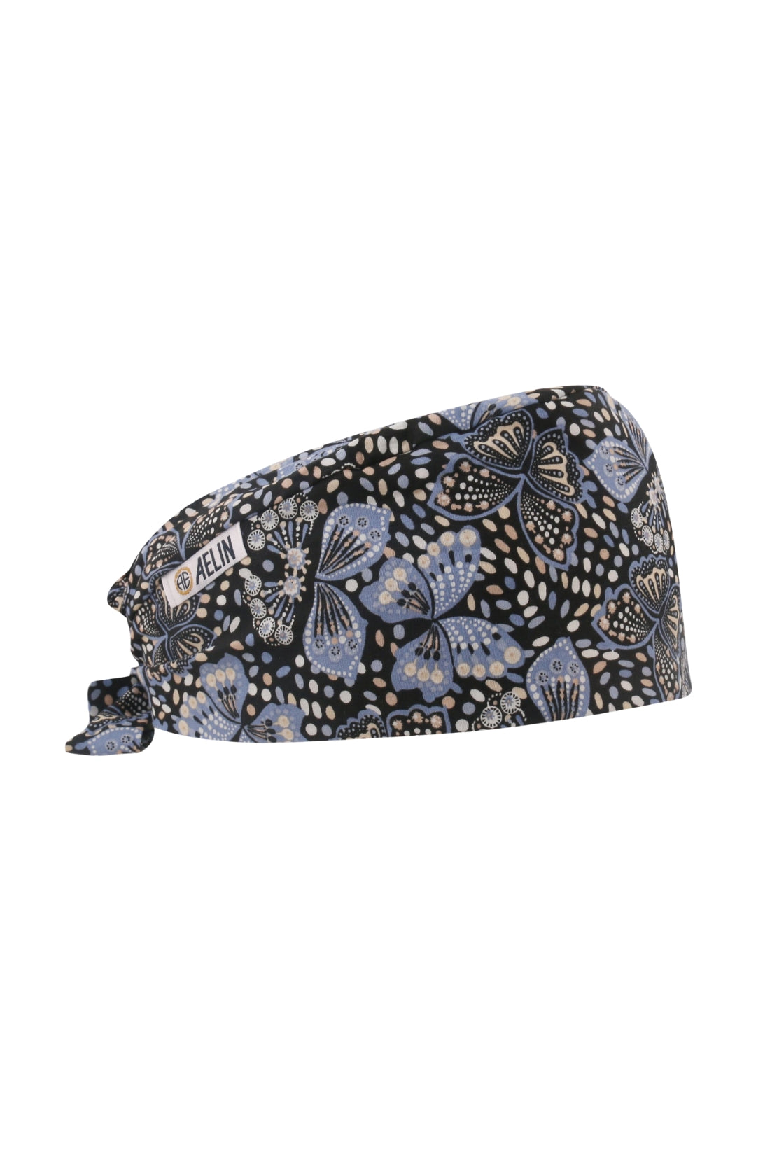 Calot Infirmière – Noir imprimé papillon - Cheveux courts