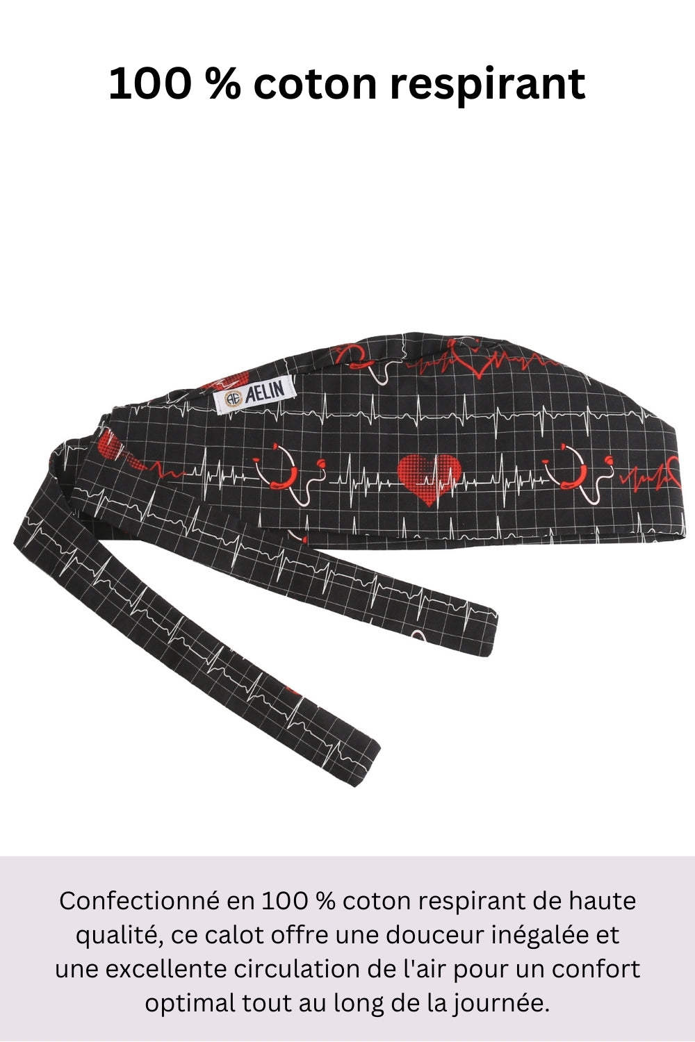 Calot médical –  Gris à plusieurs motifs - Cheveux courts