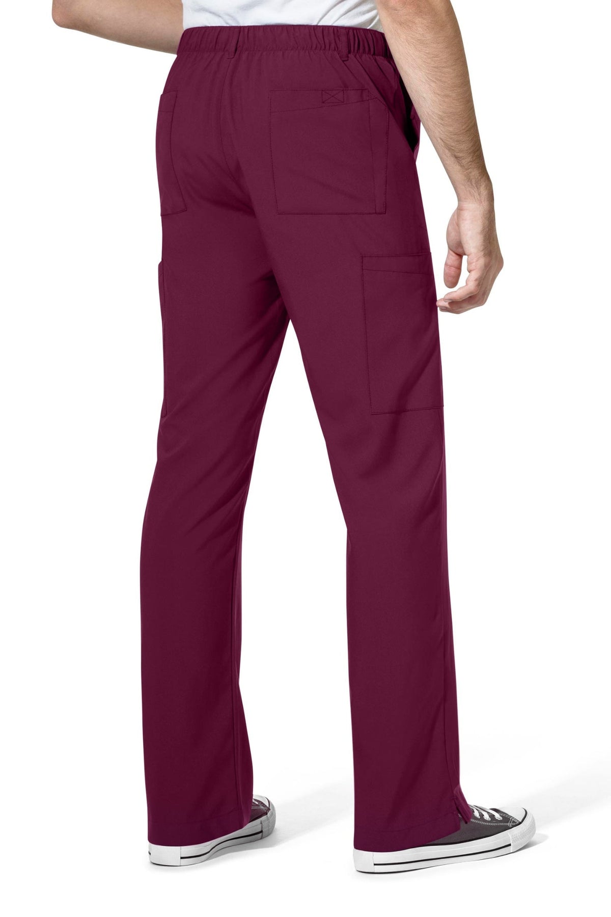 Bordeaux broek van een medische set met elastische tailleband, voor een complete medische set